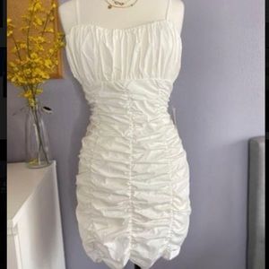 white ruffle dress